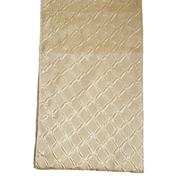 Vintage Table Runner Tapestry Geometric Pattern Gold Beige With Tassels - Picture 5 of 10